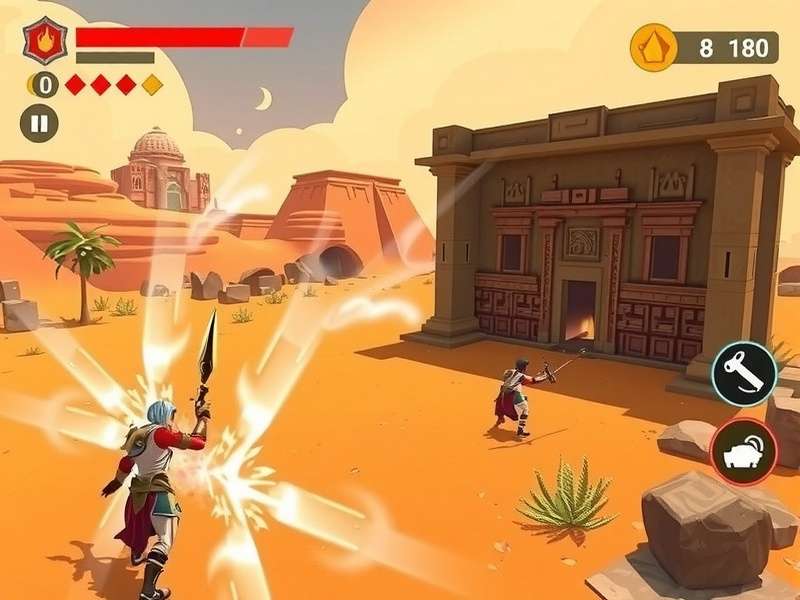 Sandy Surge Pro combat scene showing character using special abilities