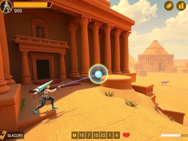 Sandy Surge Pro gameplay screenshot showing desert landscape and character